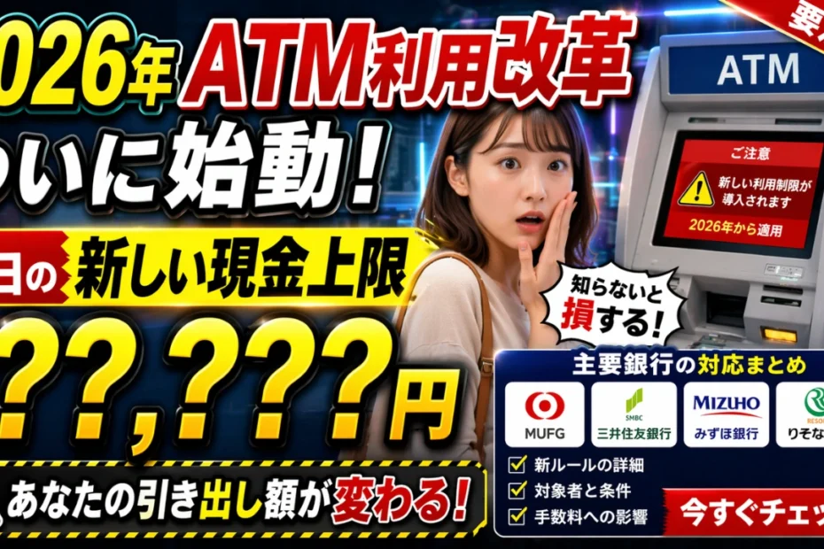 2026年ATM利用改革がついに始動｜1日の新しい現金上限はいくらに？主要銀行の対応を徹底解説