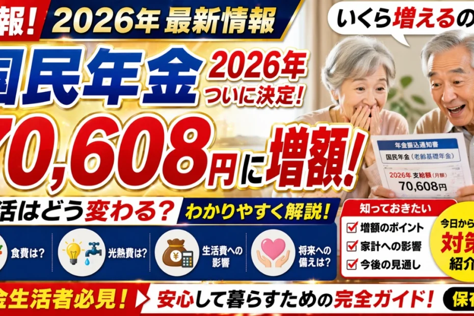 2026年国民年金70,608円に増額！生活への影響をわかりやすく解説