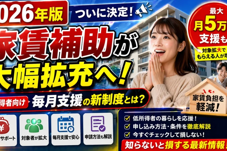 2026年版 家賃補助が大幅拡充へ｜低所得者向け「毎月支援」の最新制度とは