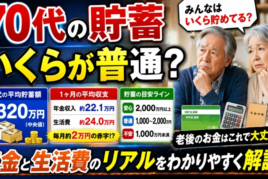 70代の貯蓄はいくらが普通？年金と生活費のリアルをわかりやすく解説