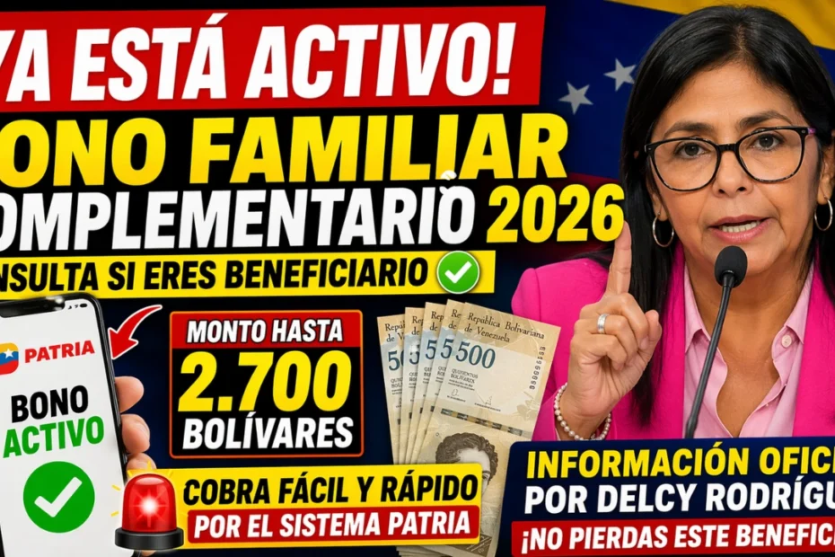 Activo el Bono Familiar Complementario 2026 – Guía Completa para Saber si Eres Beneficiario y Cómo Cobrarlo Fácilmente
