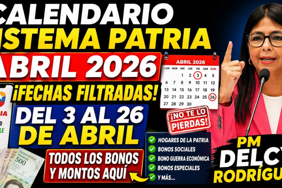 Calendario Sistema Patria Abril 2026 - Fechas Filtradas y Bonos del 3 al 26 de Abril